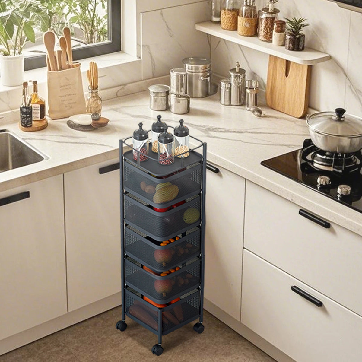 HobbyLane 360 Rotating Carbon Steel Kitchen Storage Rack