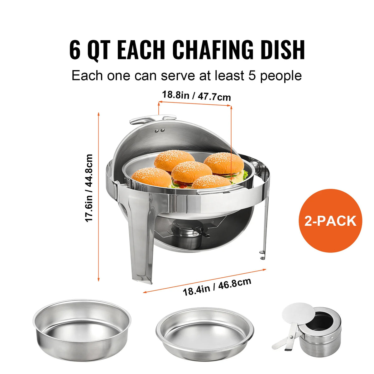 SucceBuy Roll Top Chafing Dish Buffet Warmer Set With Pans