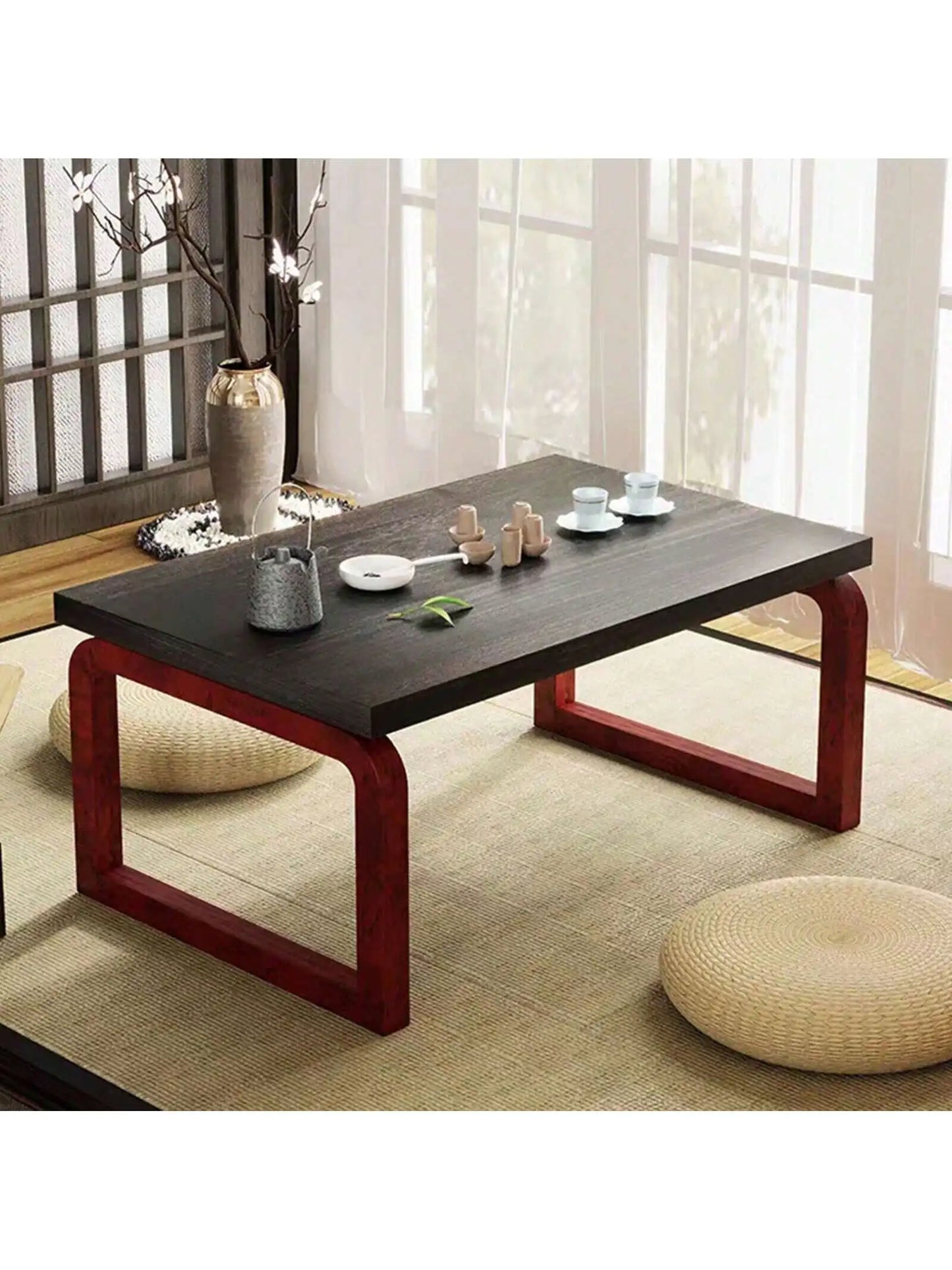 Wooden Folding Coffee Table With Metal Frame For Home Use