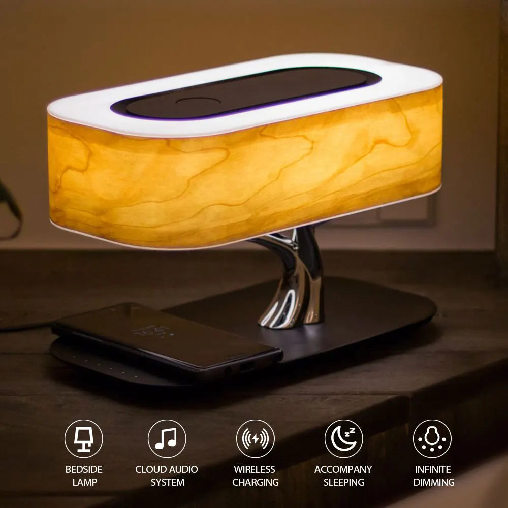 Wireless Charging Speaker Bedside Lamp With Ambient Light Touch Control