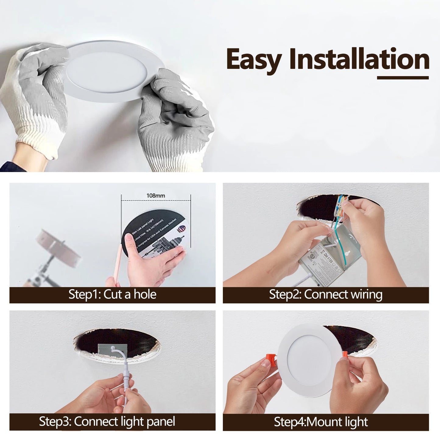 ARLGSITE 12 Piece Shellless LED Ceiling Lights Dimmable Recessed Downlights