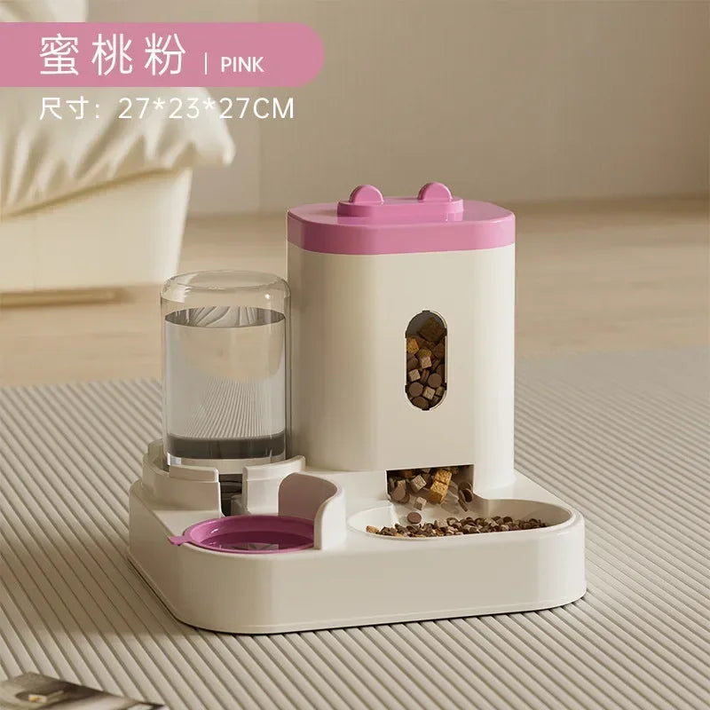 Automatic Large Capacity Pet Food Bowl With Water Fountain