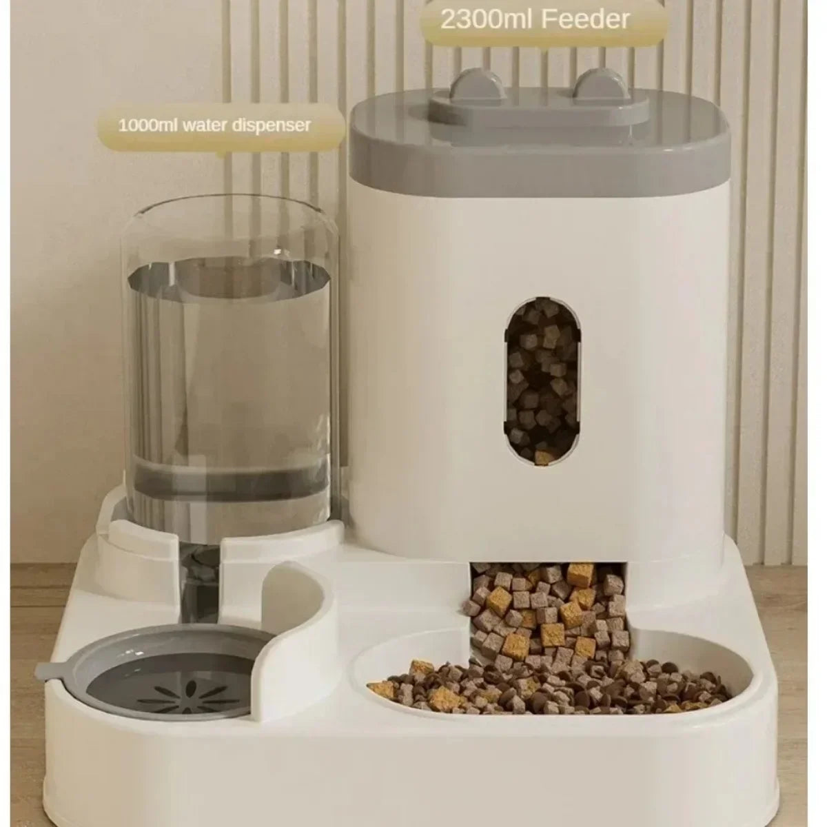 Automatic Large Capacity Pet Food Bowl With Water Fountain