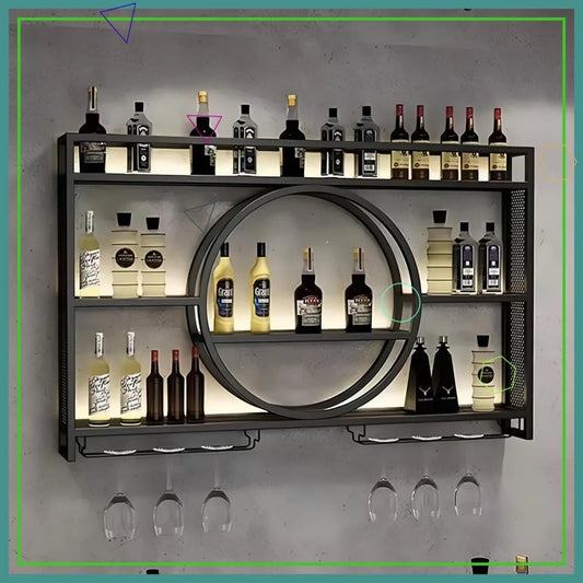 Wall Mounted Wine Rack With Glass Holder 3 Tier Capacity