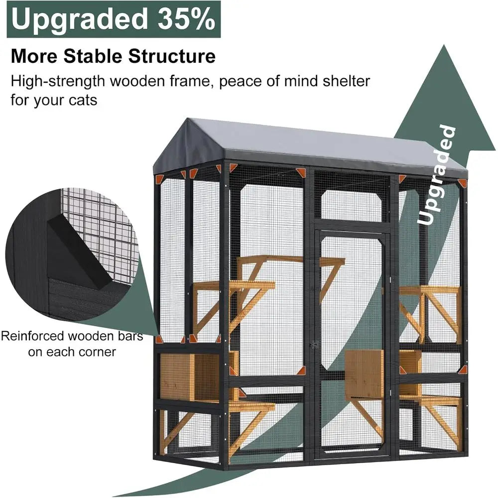 Outdoor Cat Enclosure Catio With Waterproof Weather Resistant Design