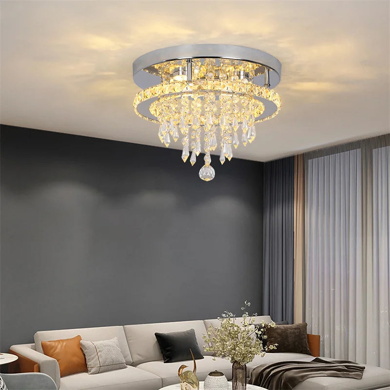 GreeLustr Crystal LED Chandelier Living Room Dimmable Light with Remote