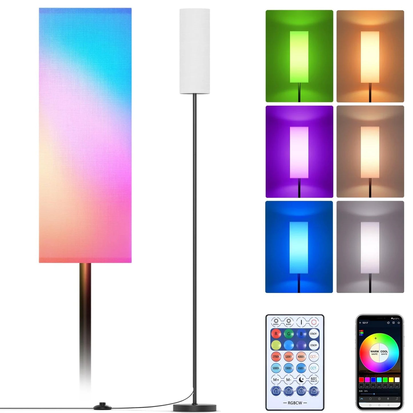 Modern Standing RGB Floor Lamp for Bedroom Living Room Study