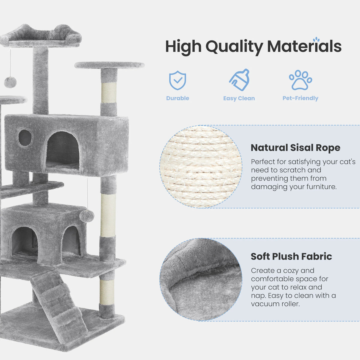 MCQ Multi Tier Indoor Cat Tree Featuring Sisal Scratch Posts