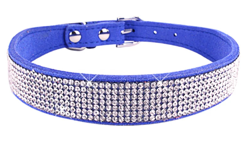 Adjustable Rhinestone Dog Collar With Soft Microfiber Comfort