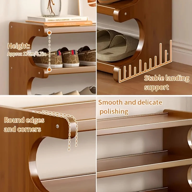 Durable Wooden Multi Layer Space Saving Shoe Rack Shelf