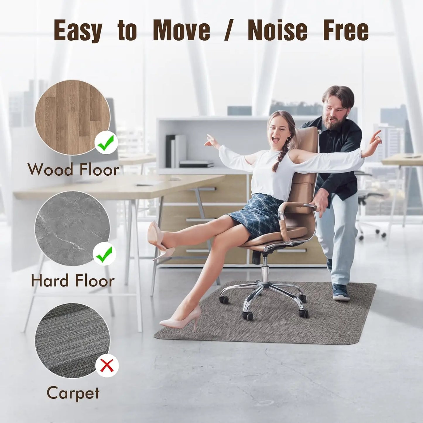 Blvornl Office Chair Mat for Hardwood Floor, 36" x 48" Desk Computer Chair Mat for Hard Wood and Tile Floor, Large Anti-Slip Hard Floor Protector Rolling Chair Mat, PVC Mat Desk Rug for Office Home