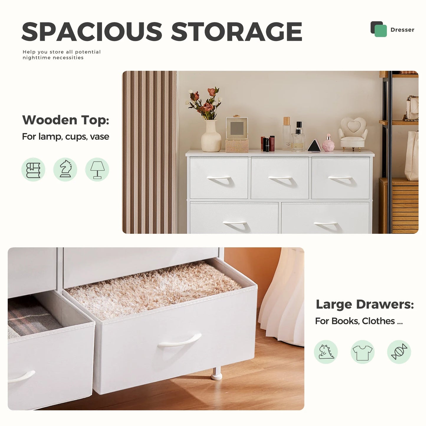 JHK Modern Wooden Wardrobe For Bedroom Storage Cabinet Dresser