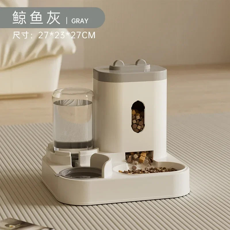 Automatic Large Capacity Pet Food Bowl With Water Fountain