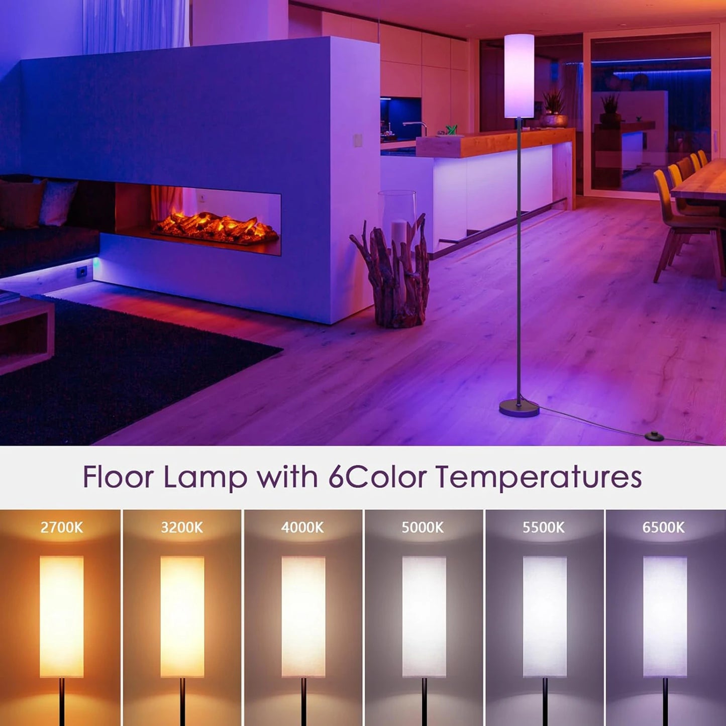 Modern Standing RGB Floor Lamp for Bedroom Living Room Study