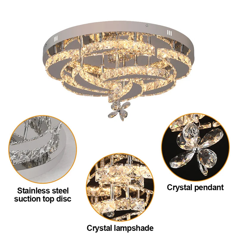 GreeLustr Crystal Ceiling LED Chandelier Pendant Lighting For Living Room