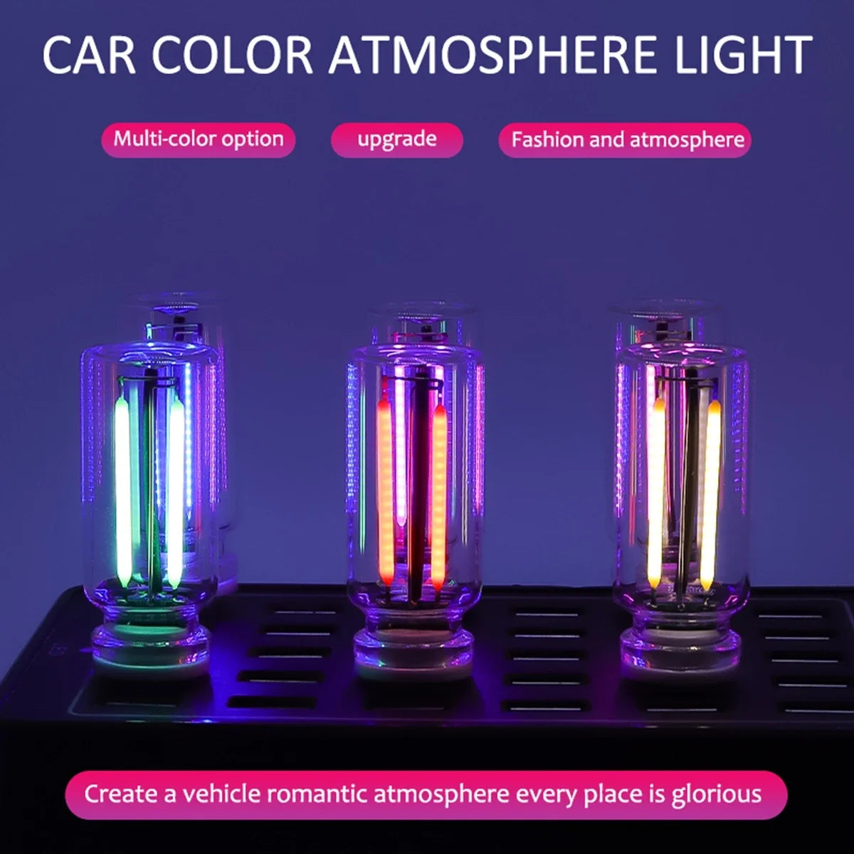 USB Glass Bottle Night Light For Car With Touch Dimmer LED Lamp