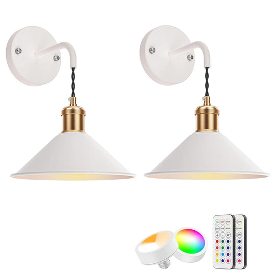PRTILOUD Battery Operated Wall Sconces With Remote Dimmable RGB Lighting