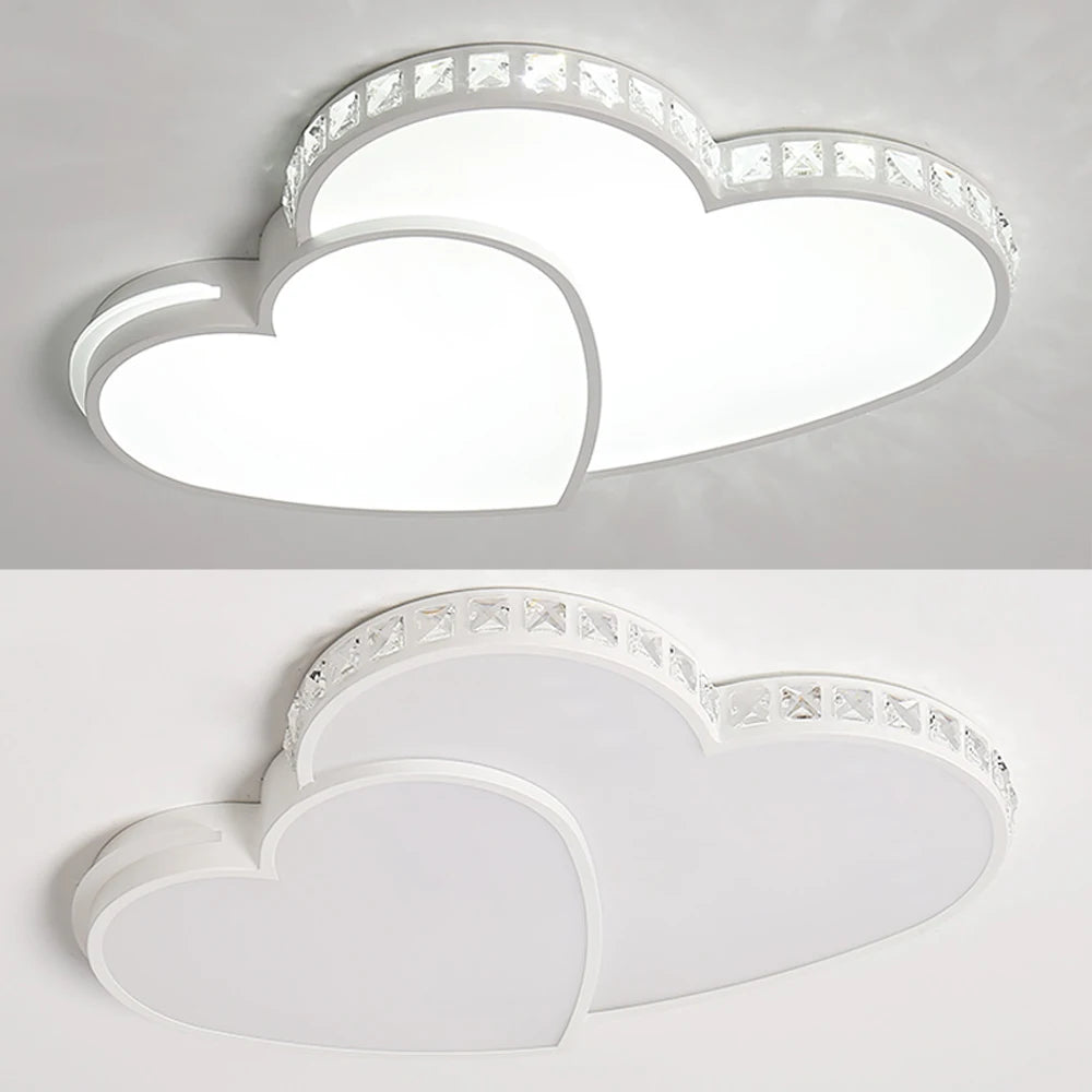 Heart Shaped Crystal LED Ceiling Light Flush Mount Fixture