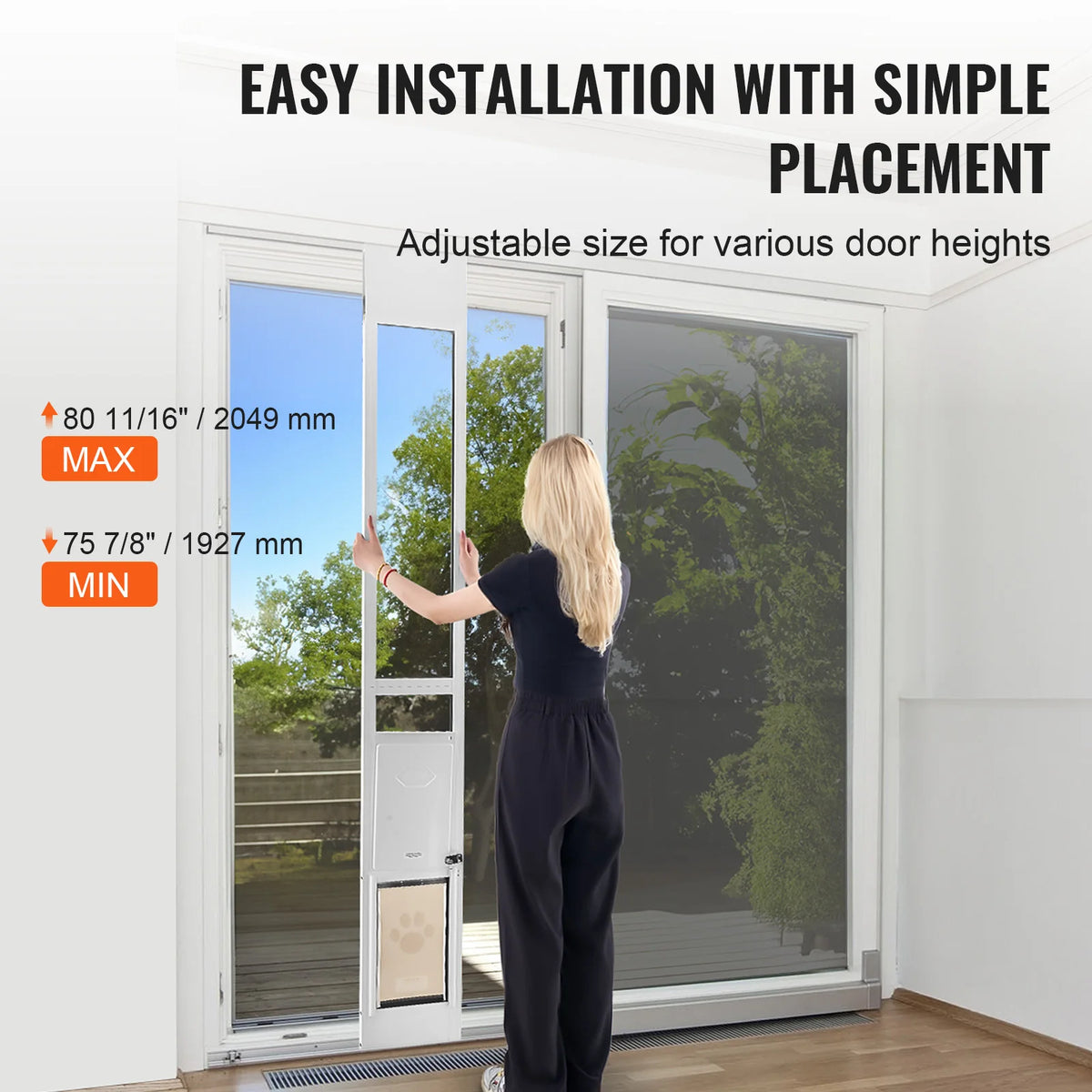 SucceBuy Adjustable Dog Door For Sliding Glass Aluminum Frame