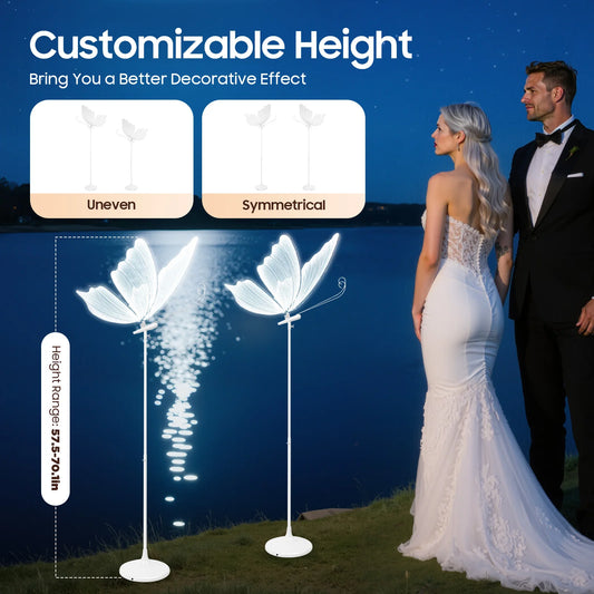 Wedding Butterfly LED Floor Lamp Duo Adjustable Height 48W 110V
