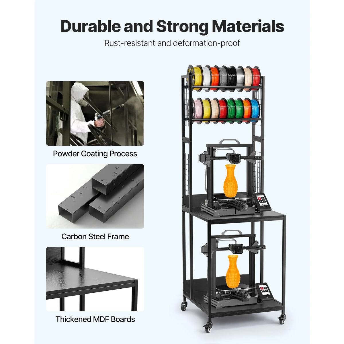 SucceBuy Steel 3D Printer Filament Storage Rack With Wheels