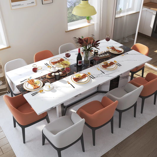 QiaoShiRen Rectangular Dining Table With Wood Top And Metal Legs