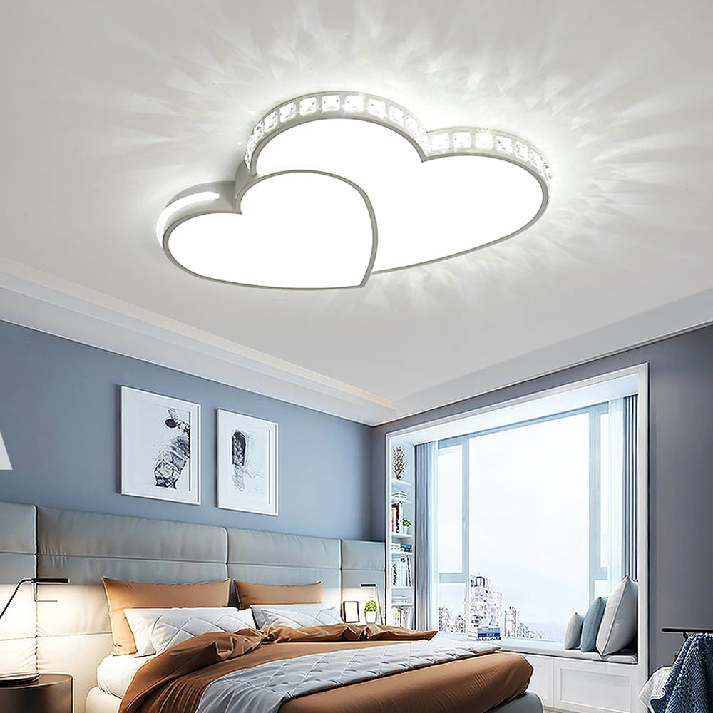Heart Shaped Crystal LED Ceiling Light Flush Mount Fixture