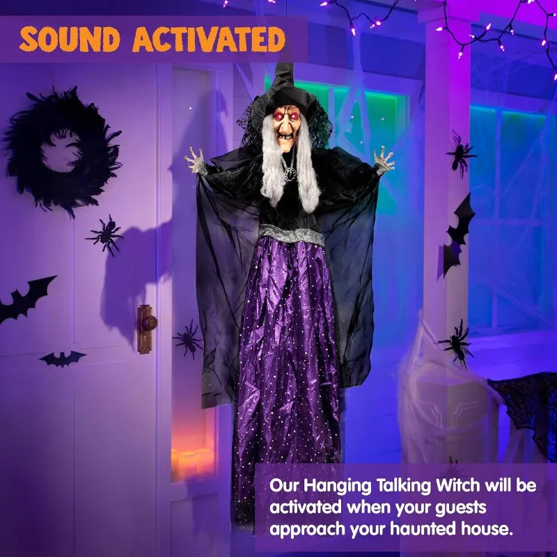 Animated Talking Witch Halloween Decoration With Sound Activated LED Eyes