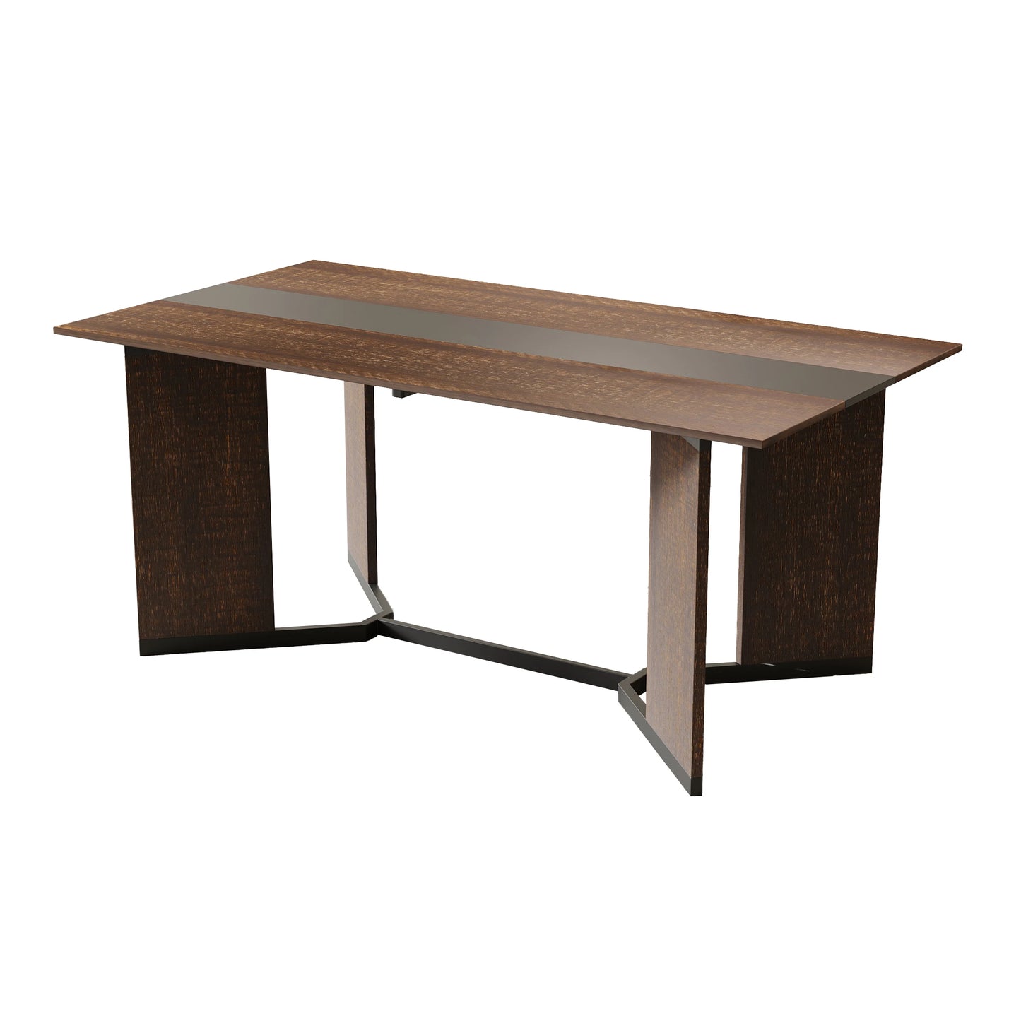QiaoShiRen Rectangular Dining Table With Wood Top And Metal Legs