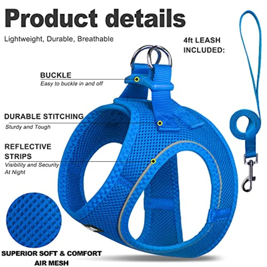 Comfy Dog Harness With Leash, Breathable Reflective Puppy Vest