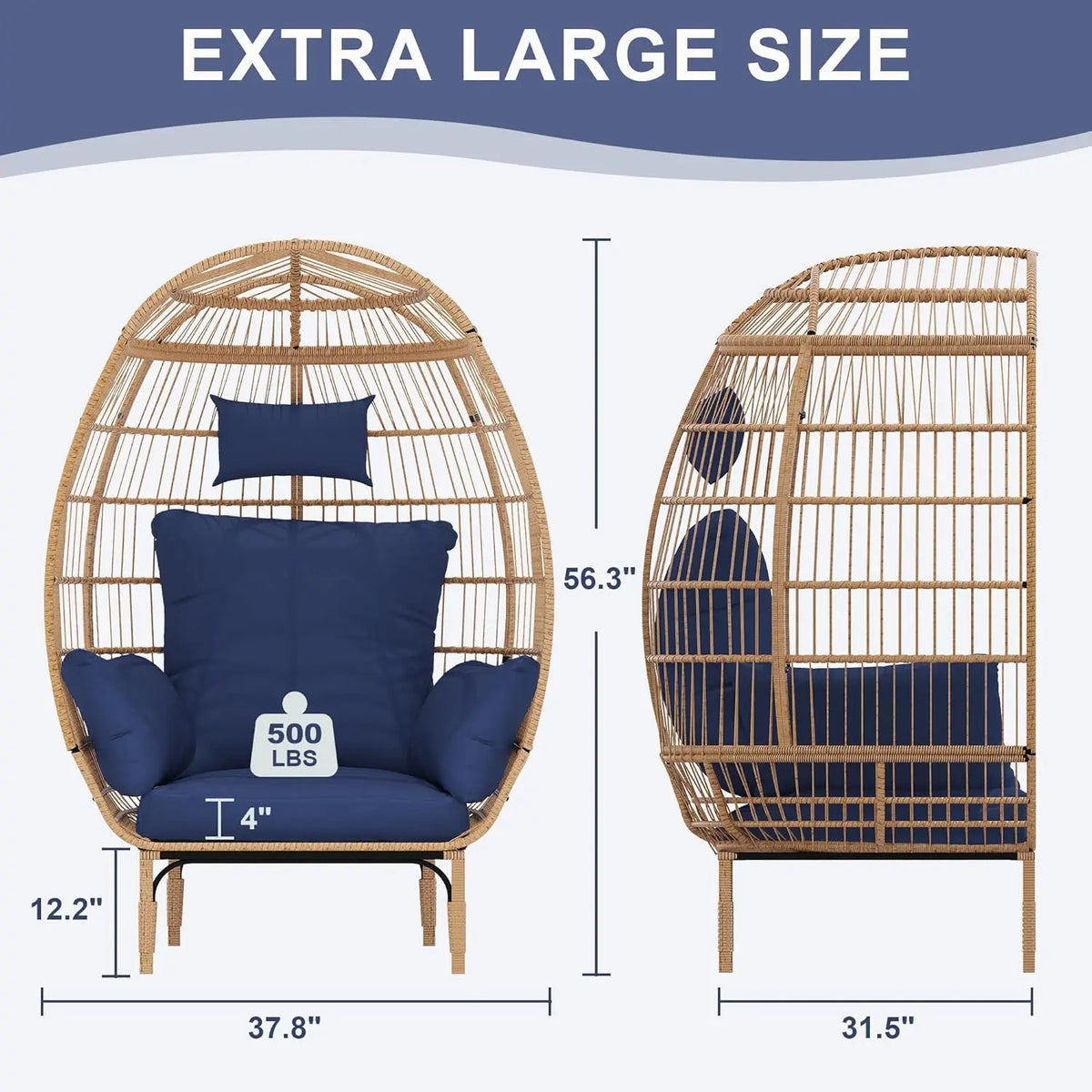 HiMISS Wicker Egg Chair With Cushions for Patio and Garden