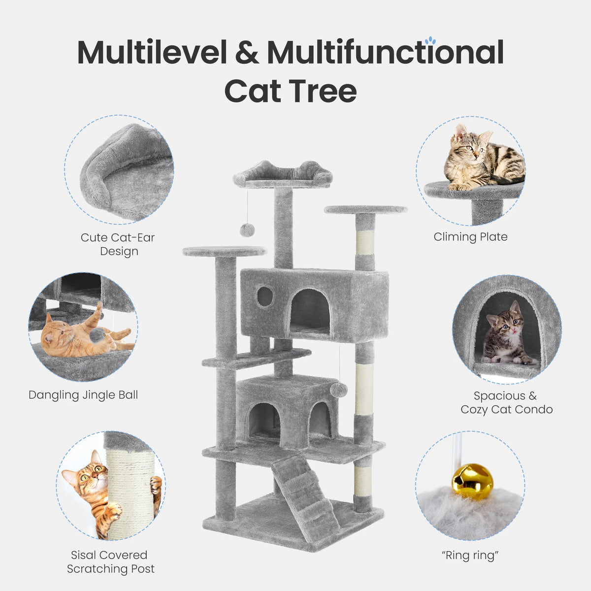 MCQ Multi Tier Indoor Cat Tree Featuring Sisal Scratch Posts