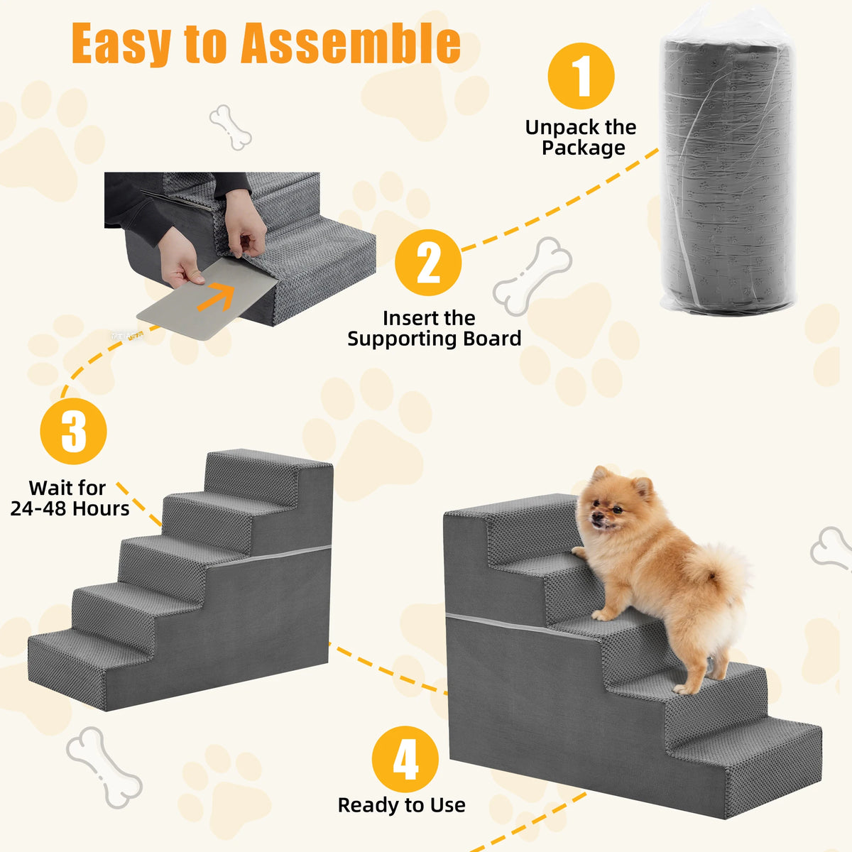 Premium Foam Dog Stairs Indoor Non Slip Climbing Ramp
