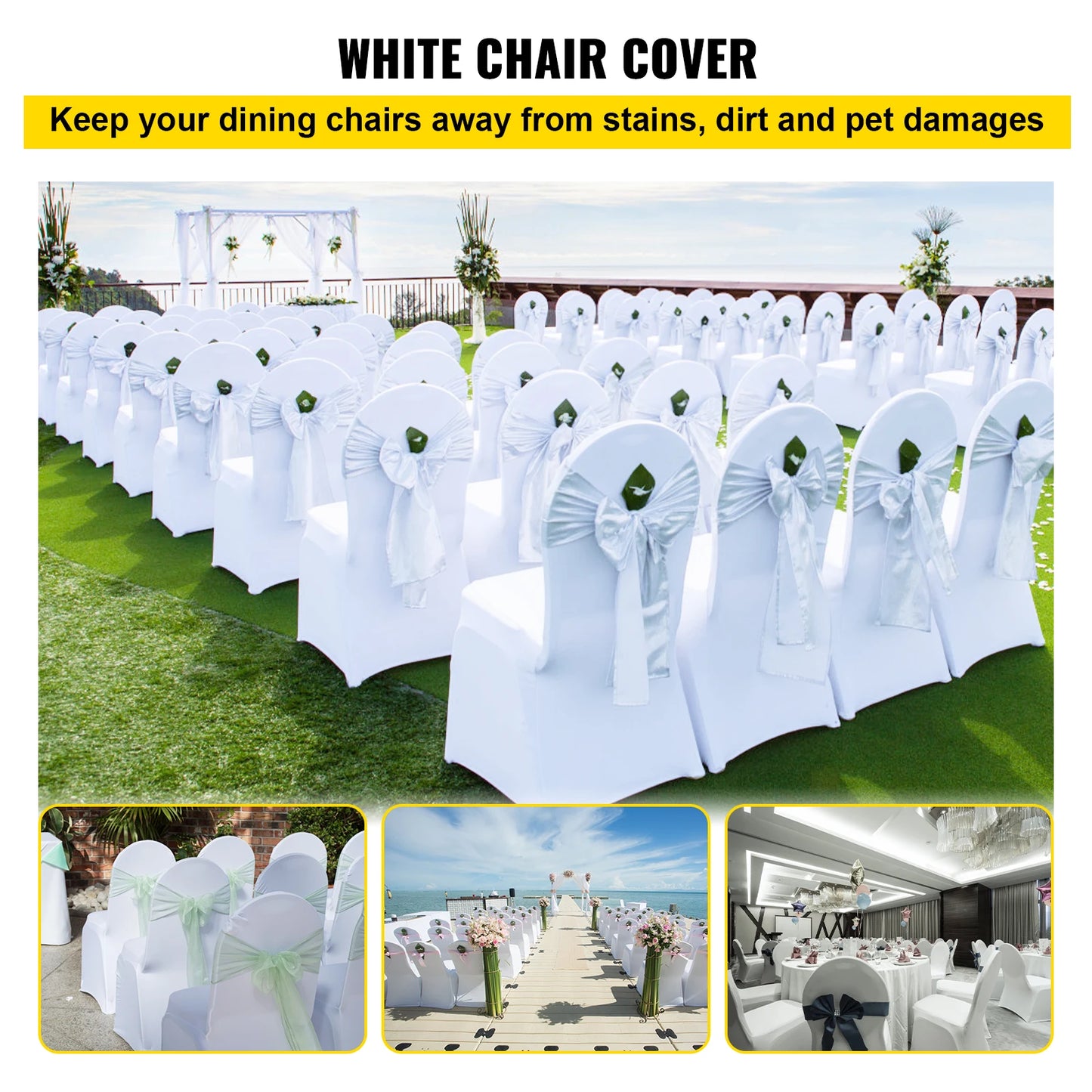 Wedding Chair Cover Spandex Slipcover Universal Banquet Dining