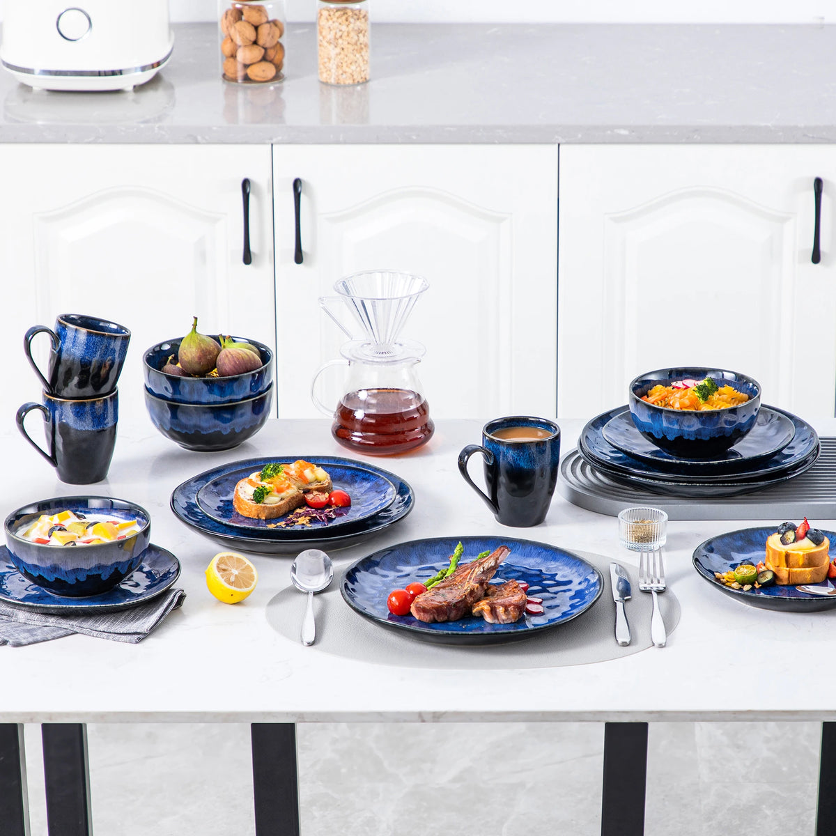 Malacasa Premium Ceramic Kiln Change Glaze Dinnerware Set