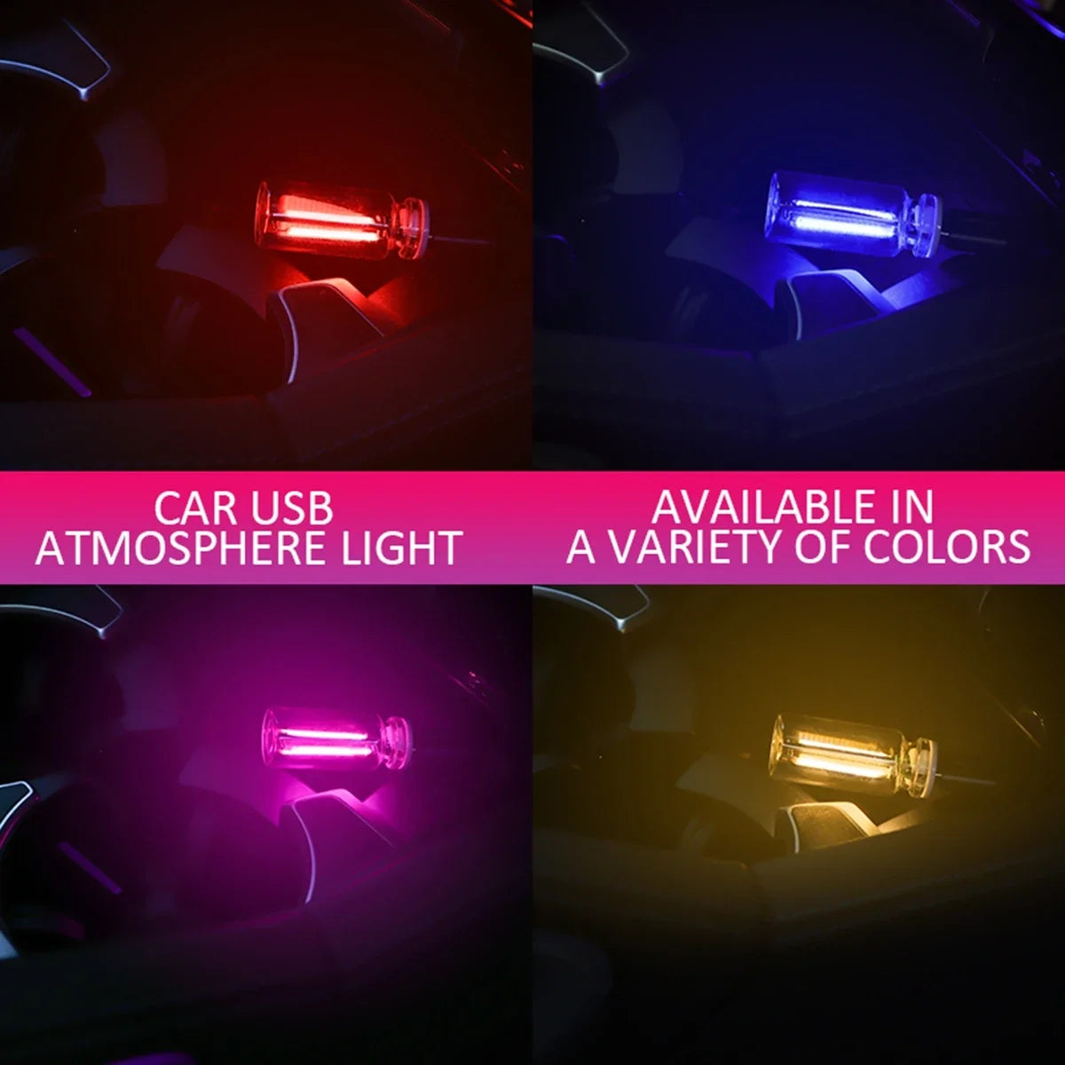 USB Glass Bottle Night Light For Car With Touch Dimmer LED Lamp