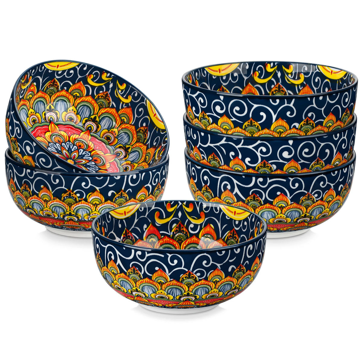 Malacasa Ceramic Bowl Set Floral Bohemian Style Dinnerware
