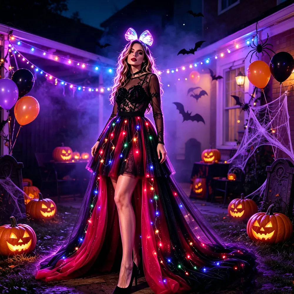Light Up Princess Tulle Dress With LED Butterfly Headband