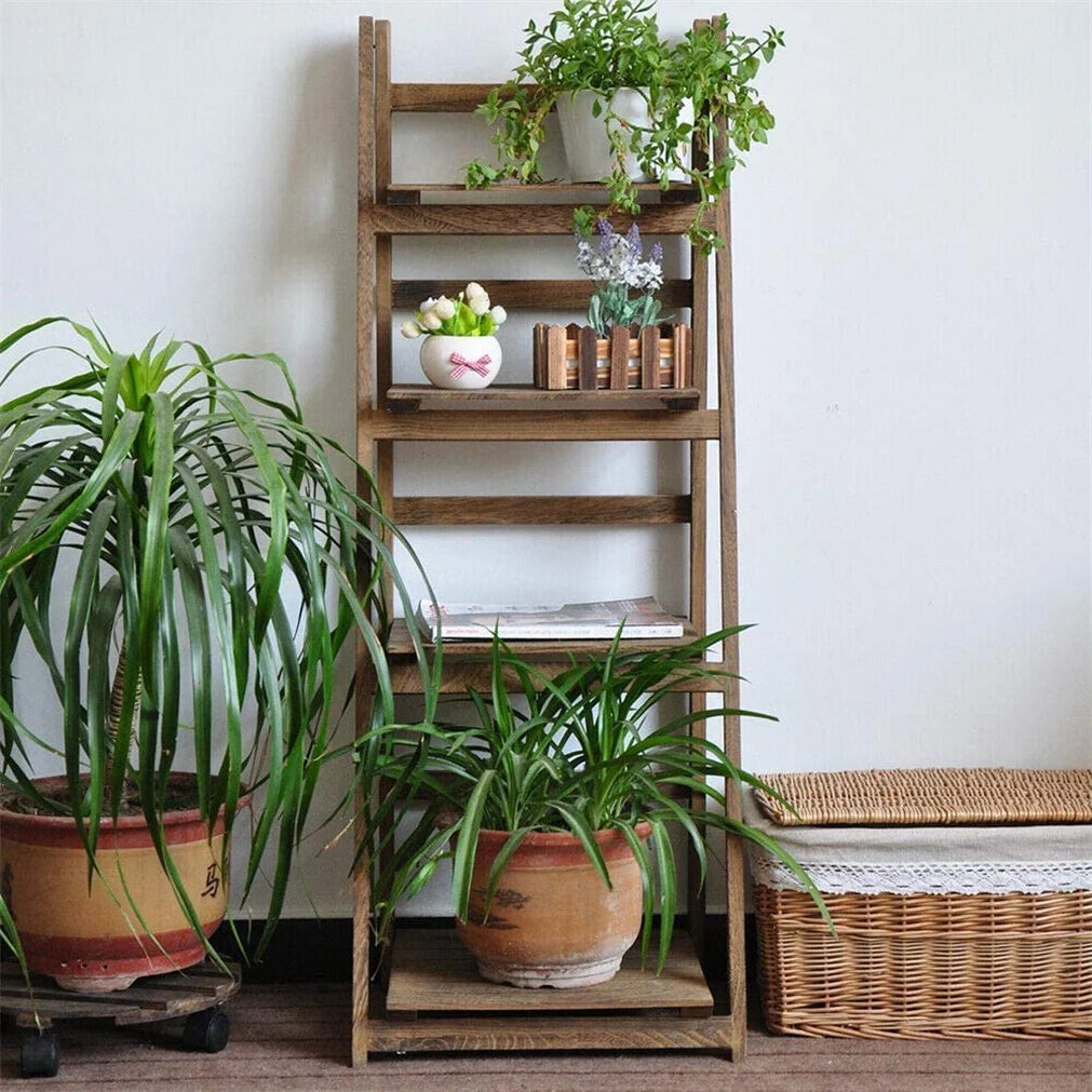 Indoor Wooden Folding Storage Shelf Bookcase Display Rack