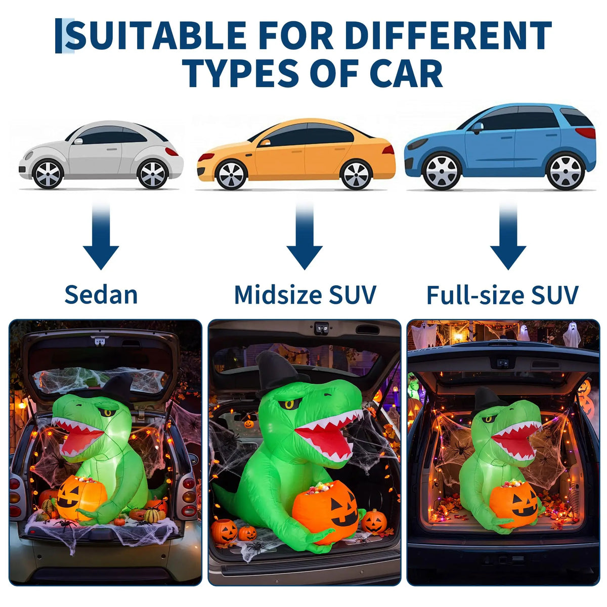 HiMISS Inflatable Dinosaur Trunk Or Treat Decoration With LED Lights